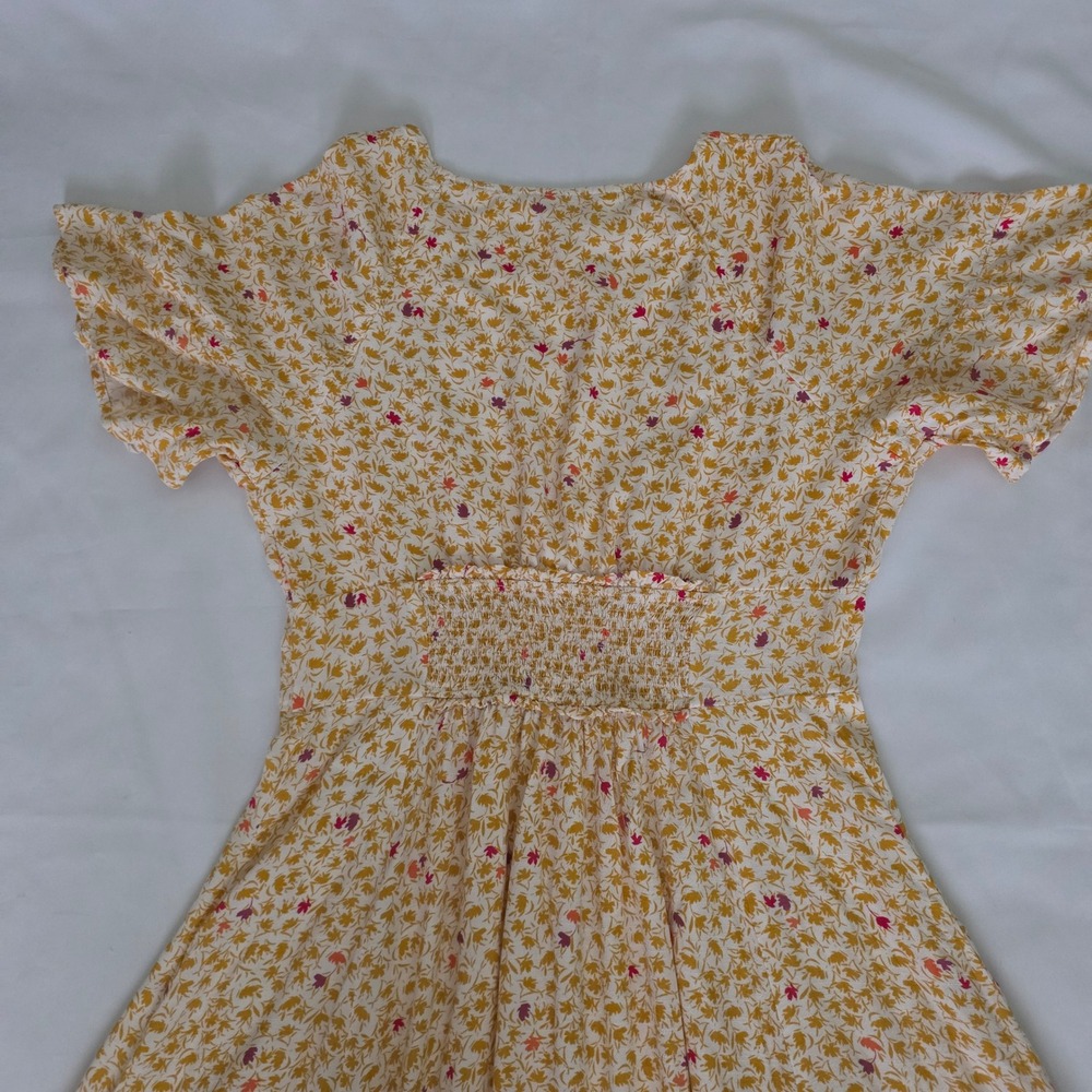 Free People Yellow Ditsy Floral Short Sleeve Full Bloom Midi Dress Women's Large - Picture 4 of 12